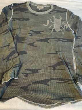 Juicy Couture Camo Thermal Shirt XXL Waffle Knit Y2K Long Sleeve
